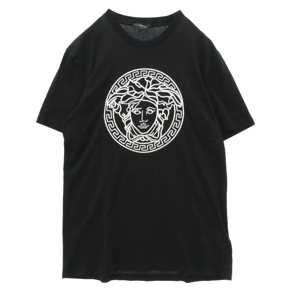 VERSACE ヴェルサーチ A89287 メデューサ 刺繍 半袖 Tシャツ ブラック系 L【中古】