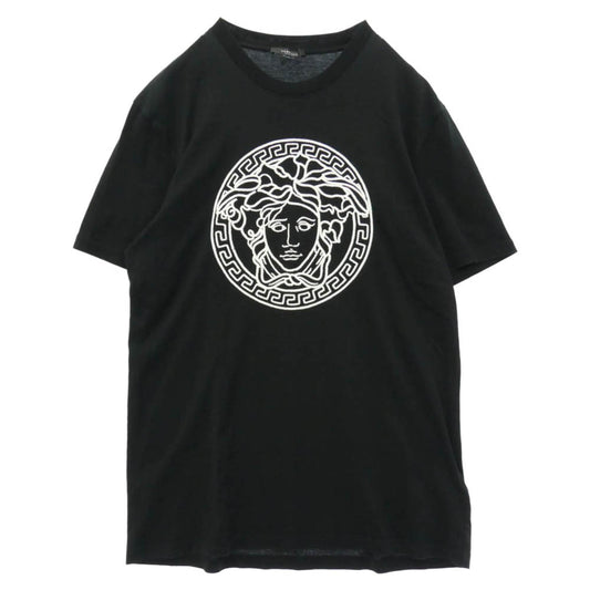 VERSACE ヴェルサーチ A89287 メデューサ 刺繍 半袖 Tシャツ ブラック系 L【中古】