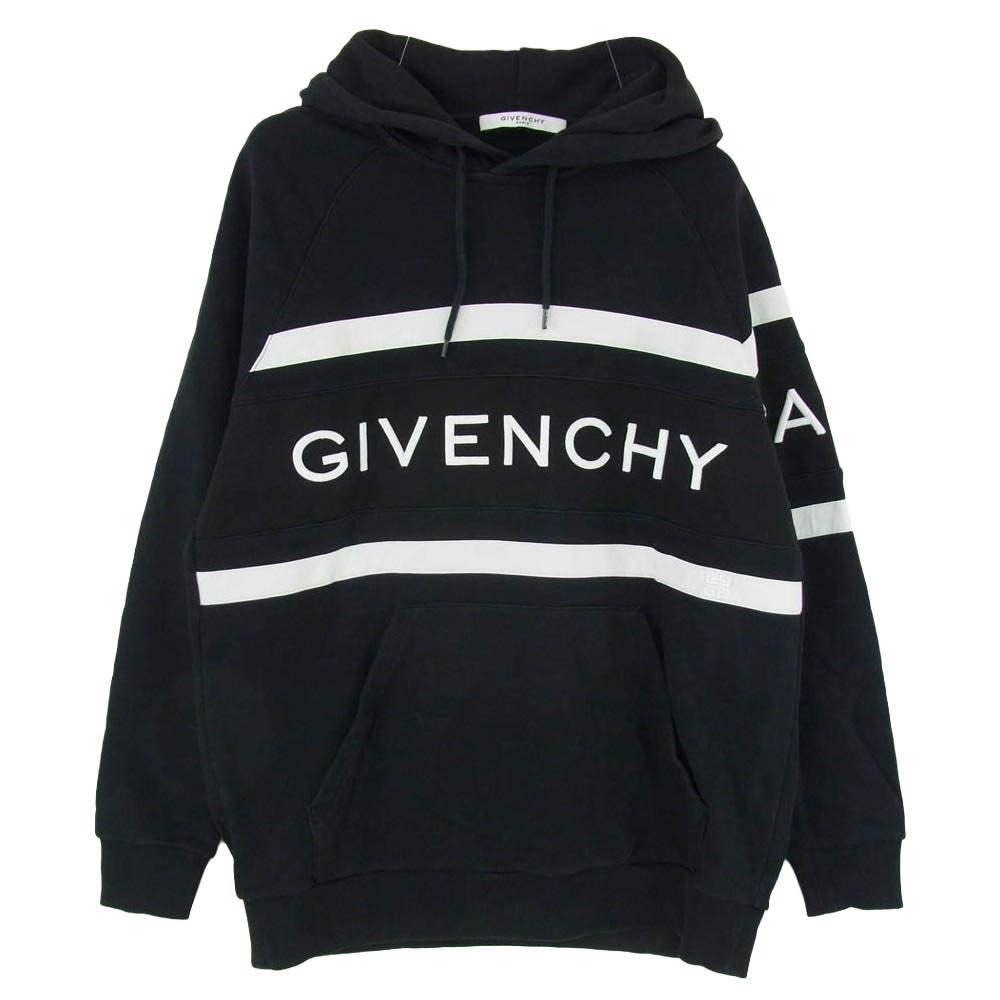 GIVENCHY ジバンシィ BMJ02L3Y3P ライン ロゴ プルオーバー スウェット パーカー ブラック系 XS【中古】