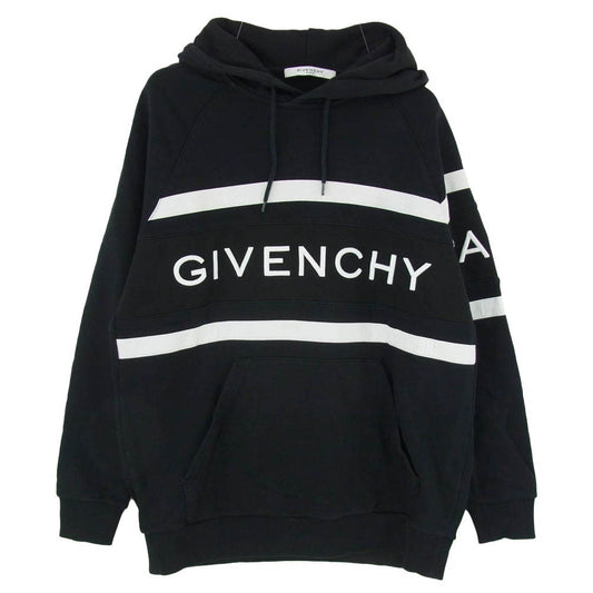 GIVENCHY ジバンシィ BMJ02L3Y3P ライン ロゴ プルオーバー スウェット パーカー ブラック系 XS【中古】