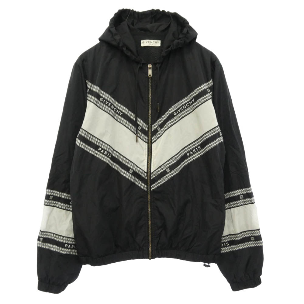 GIVENCHY ジバンシィ BM00C412VH NYLON HOODED JACKET ナイロン フーディ ロゴ ジップアップ ジャケット ブラック系 44【中古】
