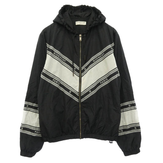 GIVENCHY ジバンシィ BM00C412VH NYLON HOODED JACKET ナイロン フーディ ロゴ ジップアップ ジャケット ブラック系 44【中古】