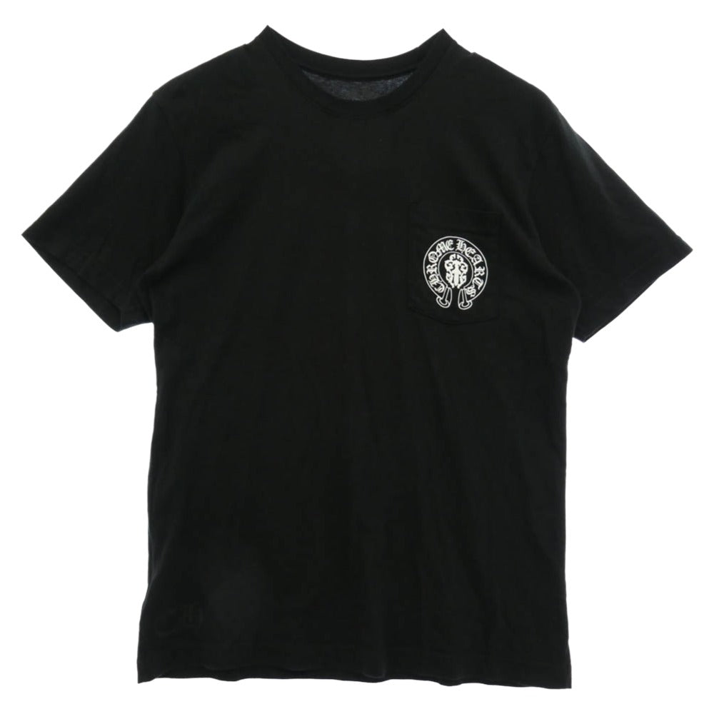 CHROME HEARTS クロムハーツ（原本無） American Flag Dagger Tee ホースシュー 星条旗 アメリカンフラッグ バックプリント 半袖 Tシャツ ブラック系 L【中古】
