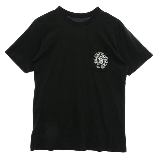 CHROME HEARTS クロムハーツ（原本無） American Flag Dagger Tee ホースシュー 星条旗 アメリカンフラッグ バックプリント 半袖 Tシャツ ブラック系 L【中古】