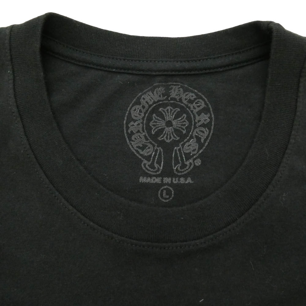 CHROME HEARTS クロムハーツ（原本無） American Flag Dagger Tee ホースシュー 星条旗 アメリカンフラッグ バックプリント 半袖 Tシャツ ブラック系 L【中古】