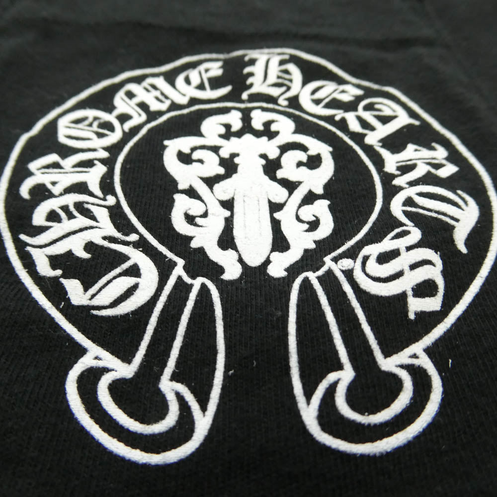 CHROME HEARTS クロムハーツ（原本無） American Flag Dagger Tee ホースシュー 星条旗 アメリカンフラッグ バックプリント 半袖 Tシャツ ブラック系 L【中古】