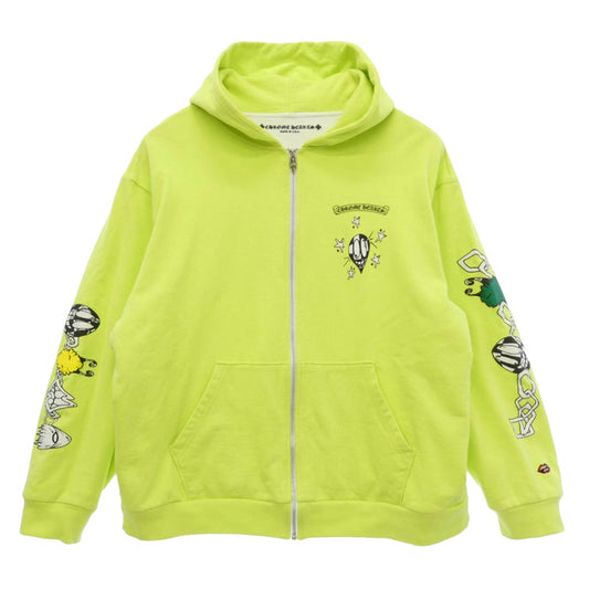 CHROME HEARTS クロムハーツ（原本無） MATTY BOY PPO CHAIN GAME HOODIE マッティボーイ チェーン ゲーム 裏地サーマル ジップアップ フーディー パーカー ライトグリーン系 XXL【中古】