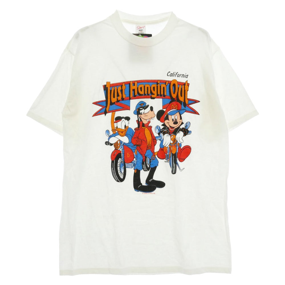 シェリーズ Disney ディズニー 90'S VINTAGE ヴィンテージ Disney CALIFORNIA JUST HANGIN OUT T SHIRT ディズニー カリフォルニア ジャスト ハンギン アウト 半袖Tシャツ カットソー ホワイト系 L【中古】