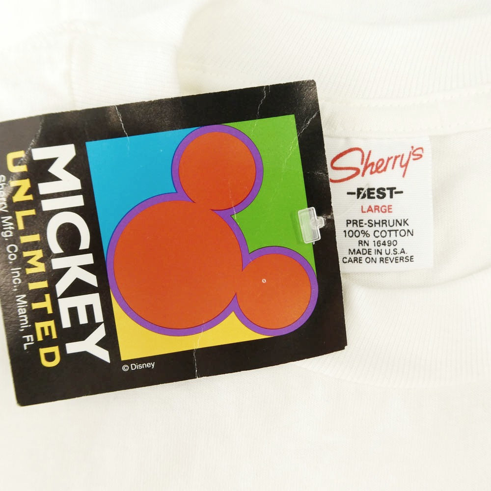 シェリーズ Disney ディズニー 90'S VINTAGE ヴィンテージ Disney CALIFORNIA JUST HANGIN OUT T SHIRT ディズニー カリフォルニア ジャスト ハンギン アウト 半袖Tシャツ カットソー ホワイト系 L【中古】