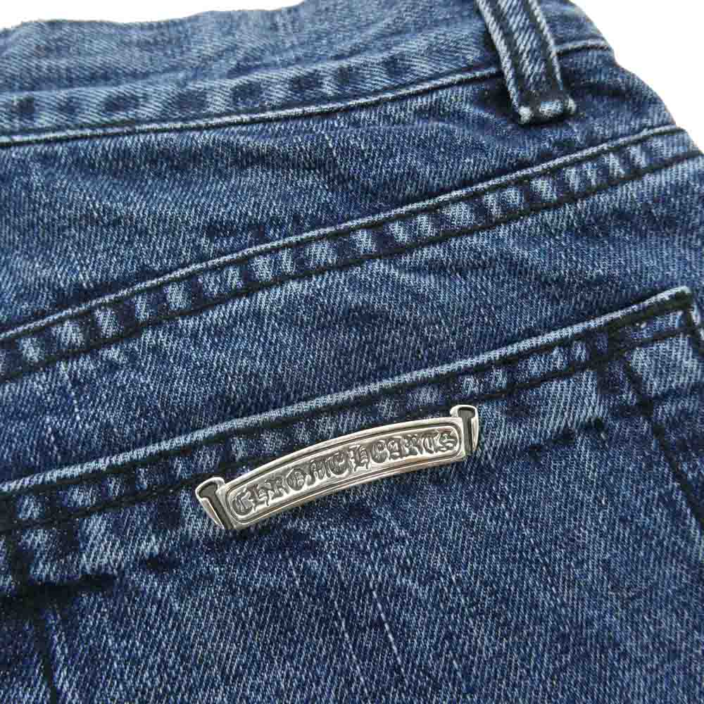 CHROME HEARTS クロムハーツ（原本無） JEAN STRTLG FBRC レザーセメタリークロスパッチ デニムパンツ インディゴブルー系 32【美品】【中古】