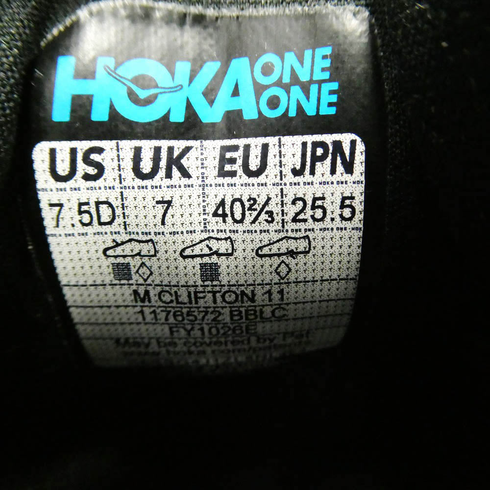 HOKA ONE ONE ホカ オネオネ 1176572 Clifton 11 クリフトン 11 ランニング トレイル シューズ ローカットスニーカー ブラック系 25.5cm【中古】