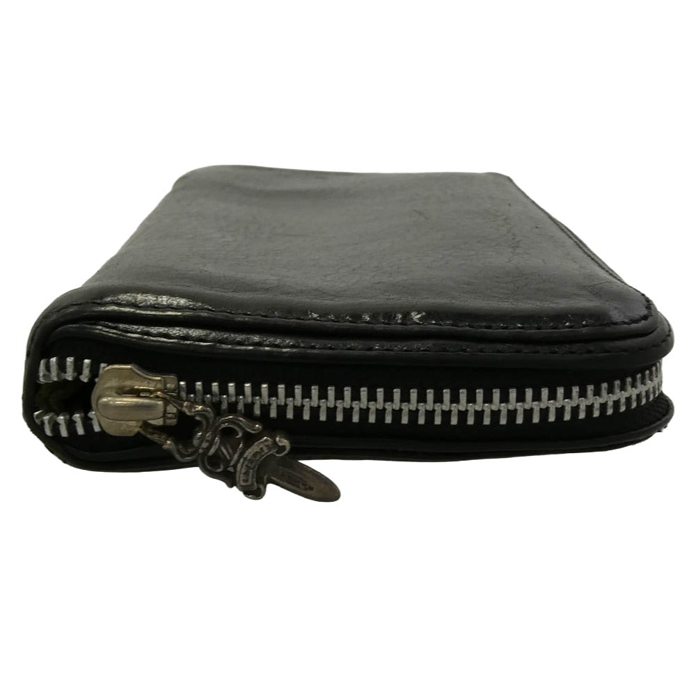 CHROME HEARTS クロムハーツ（原本有） REC F ZIP PLANE プレーン ラウンドジップ ダガージップ レザーウォレット 財布 ブラック系【中古】