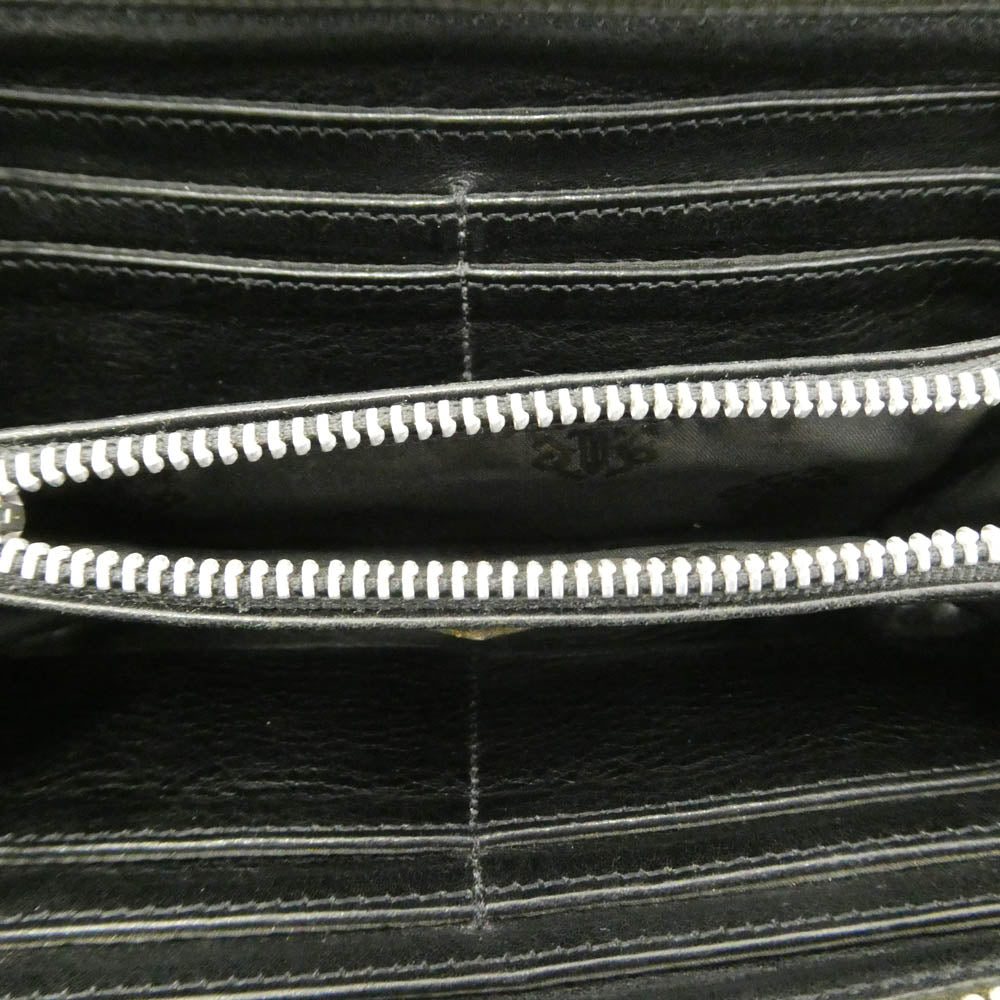 CHROME HEARTS クロムハーツ（原本有） REC F ZIP PLANE プレーン ラウンドジップ ダガージップ レザーウォレット 財布 ブラック系【中古】