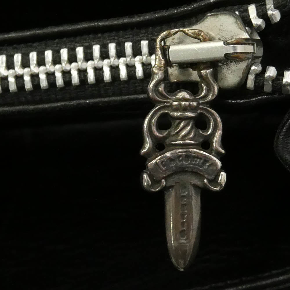 CHROME HEARTS クロムハーツ（原本有） REC F ZIP PLANE プレーン ラウンドジップ ダガージップ レザーウォレット 財布 ブラック系【中古】