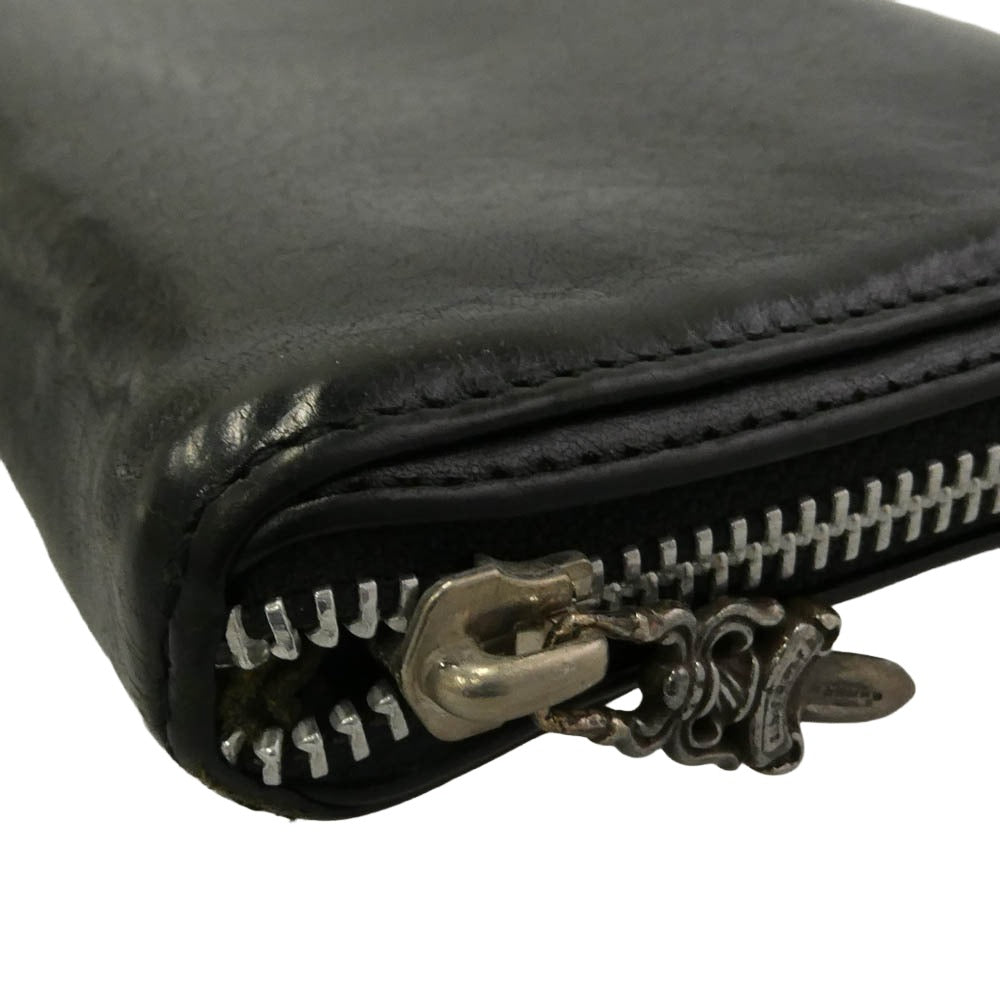 CHROME HEARTS クロムハーツ（原本有） REC F ZIP PLANE プレーン ラウンドジップ ダガージップ レザーウォレット 財布 ブラック系【中古】