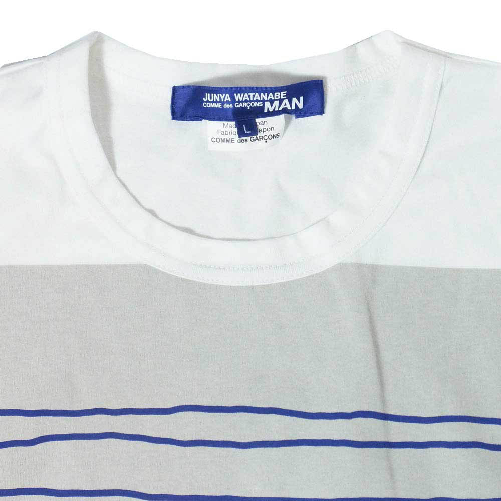 JUNYA WATANABE COMME des GARCONS MAN ジュンヤワタナベコムデギャルソンマン 21SS WG-T015 フロントボーダープリント Tシャツ 半袖カットソー ホワイト系 L【中古】