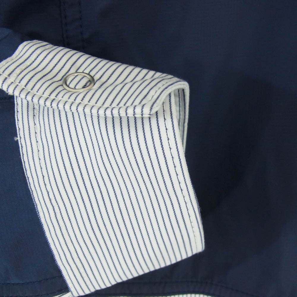 COMME des GARCONS HOMME コムデギャルソンオム 23AW HL-B007 ナイロン切替 フロントジップ スナップボタン ストライプ シャツ ジャケット ネイビー系 M【中古】