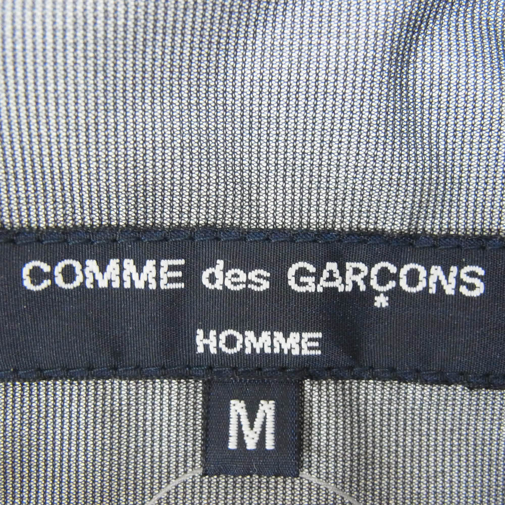 COMME des GARCONS HOMME コムデギャルソンオム 23AW HL-B007 ナイロン切替 フロントジップ スナップボタン ストライプ シャツ ジャケット ネイビー系 M【中古】