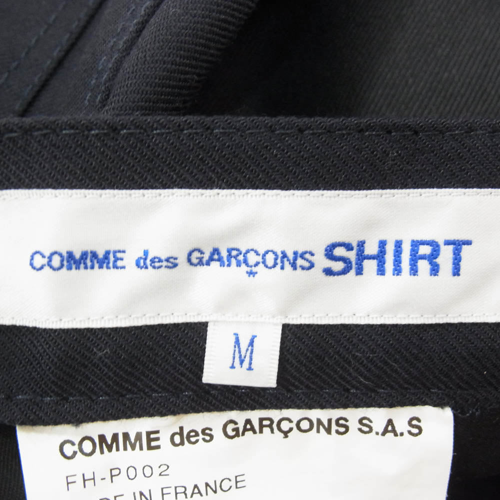 COMME des GARCONS コムデギャルソン 21AW FH-P002 SHIRT シャツライン パネルパッチワーク ウール 切替 パンツ ネイビー系 M【中古】