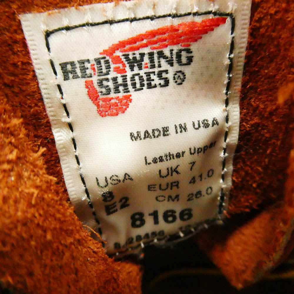 RED WING レッドウィング 8166 USA製 Classic Round クラシックラウンド レザー ブーツ ライトブラウン系 26cm【中古】