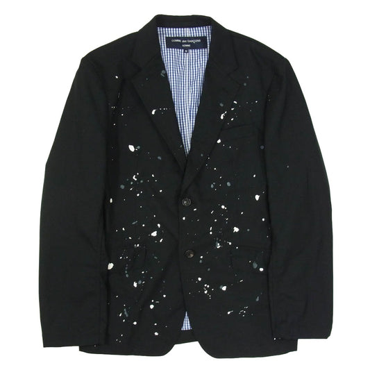 COMME des GARCONS HOMME コムデギャルソンオム 19AW HD-J016 ペイント加工 ウール コットン テーラード ジャケット ブラック系 M【中古】