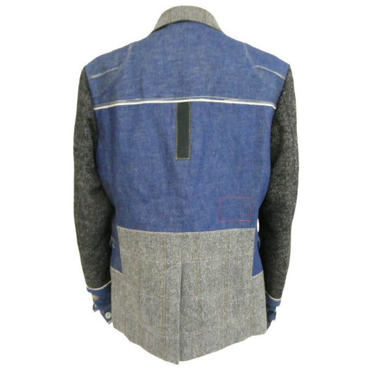 JUNYA WATANABE COMME des GARCONS MAN ジュンヤワタナベコムデギャルソンマン Levi's リーバイス 20AW WF-J005 × LEVIS デニム切替 ウール ツイード ドッキング 袖レイヤード ジャケット グレー系 ブルー系 M【中古】