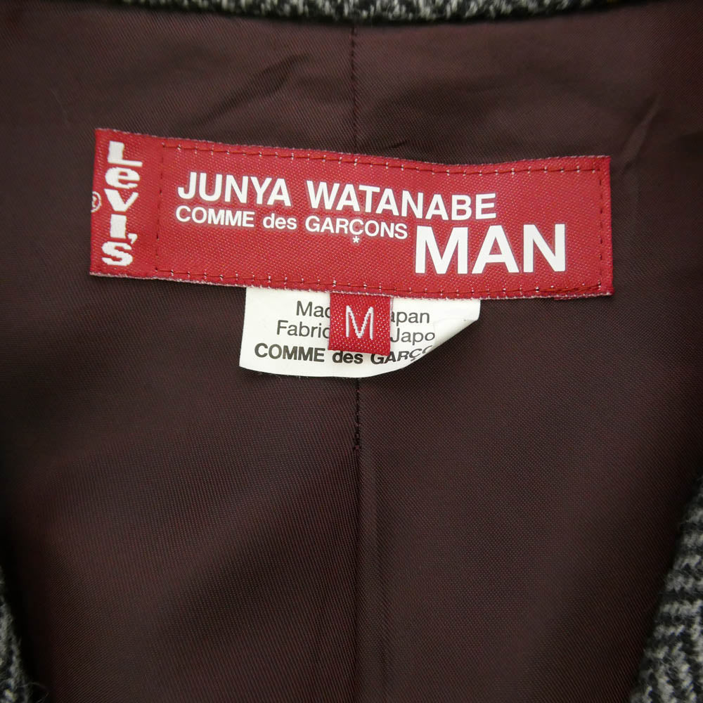 JUNYA WATANABE COMME des GARCONS MAN ジュンヤワタナベコムデギャルソンマン Levi's リーバイス 20AW WF-J005 × LEVIS デニム切替 ウール ツイード ドッキング 袖レイヤード ジャケット グレー系 ブルー系 M【中古】