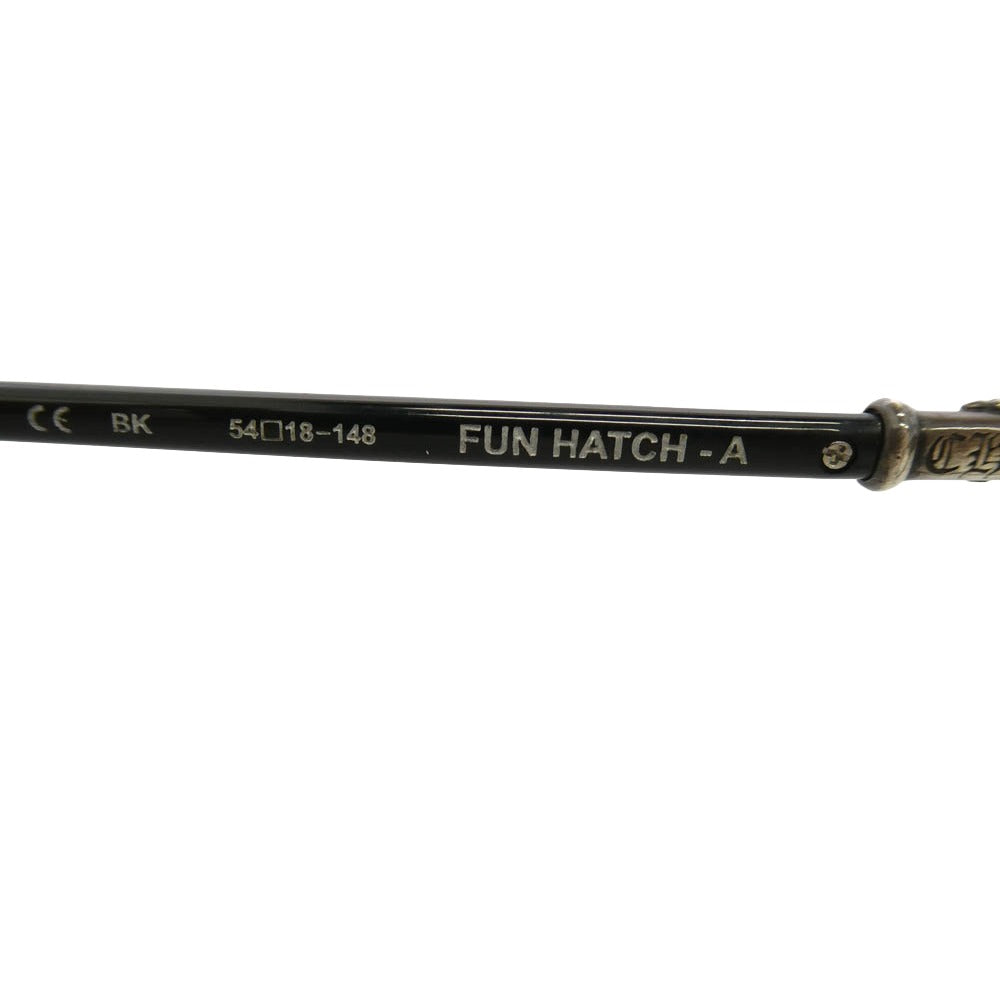 CHROME HEARTS クロムハーツ（原本無） FUN HATCH クロステンプル スクエアフレーム サングラス アイウェア 眼鏡 ブラック系 シルバー系 54□18-148【中古】