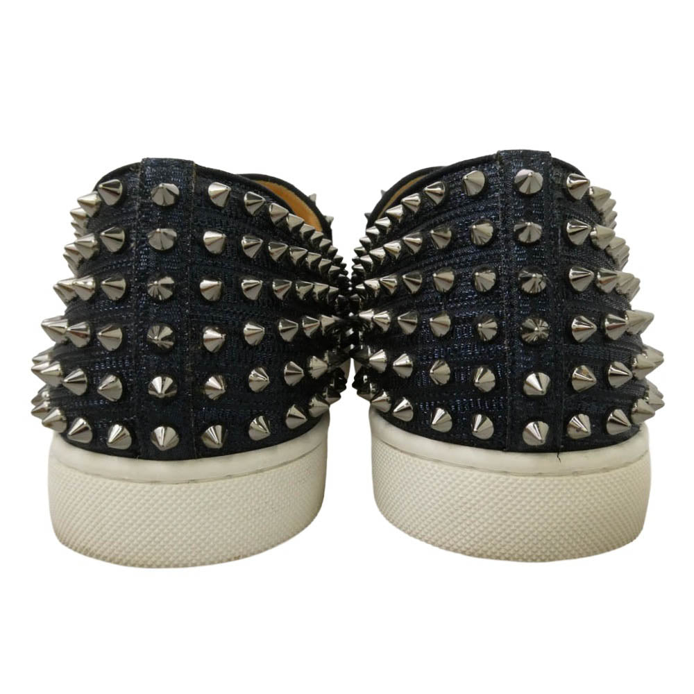 Christian Louboutin クリスチャンルブタン ROLLER BOAT FLAT CALF GLITTER GG ローラーボード スタッズ スリッポン スニーカー ダークネイビー系 シルバー系 42【中古】