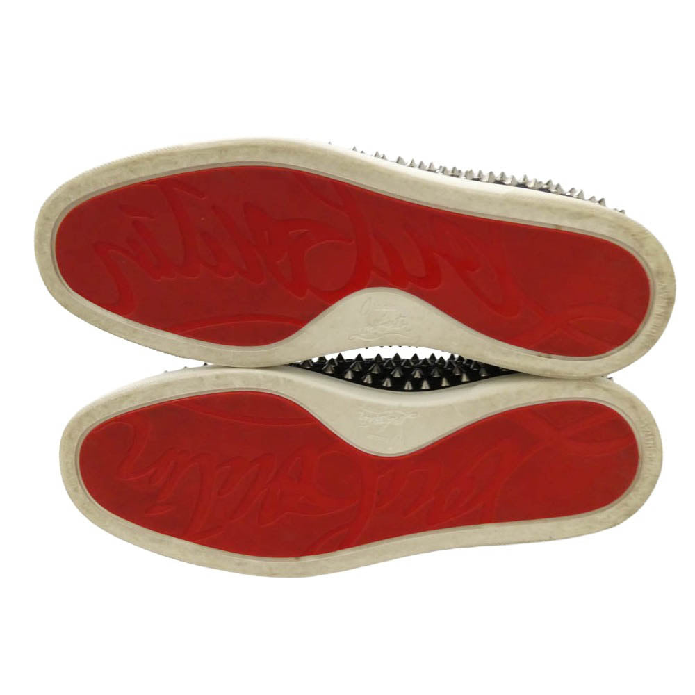 Christian Louboutin クリスチャンルブタン ROLLER BOAT FLAT CALF GLITTER GG ローラーボード スタッズ スリッポン スニーカー ダークネイビー系 シルバー系 42【中古】
