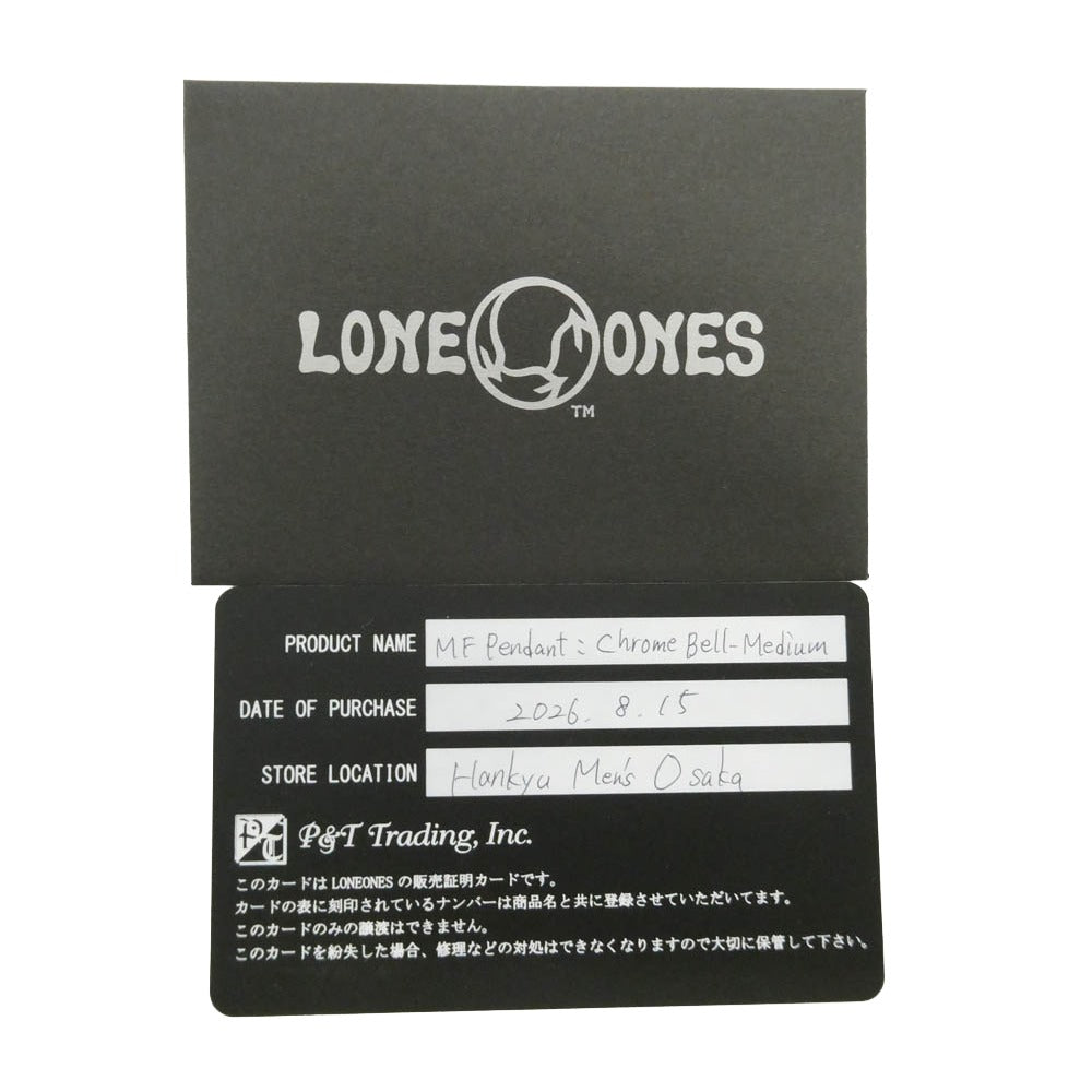 LONE ONES ロンワンズ P&T購入証明書付属 Chrome Bell クロムベル M ペンダントトップ シルバー系【美品】【中古】