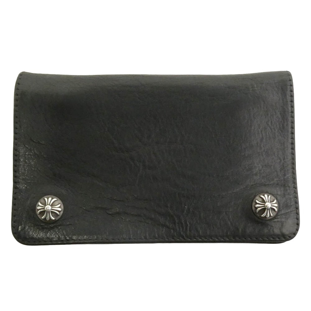 CHROME HEARTS クロムハーツ（原本無） 1ZIP 1ジップ CHプラス レザー ウォレット 二つ折り財布 ブラック系【中古】
