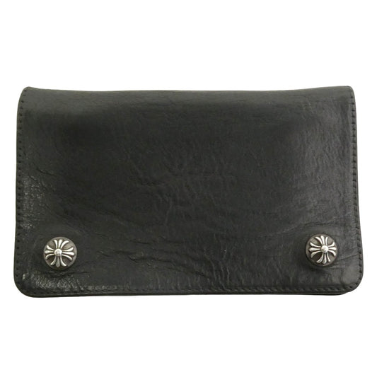 CHROME HEARTS クロムハーツ（原本無） 1ZIP 1ジップ CHプラス レザー ウォレット 二つ折り財布 ブラック系【中古】
