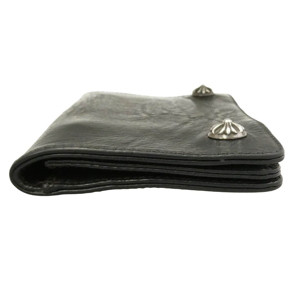 CHROME HEARTS クロムハーツ（原本無） 1ZIP 1ジップ CHプラス レザー ウォレット 二つ折り財布 ブラック系【中古】
