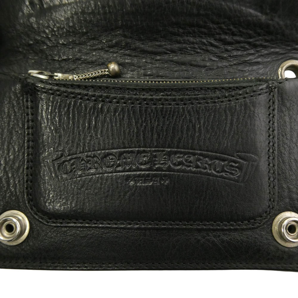 CHROME HEARTS クロムハーツ（原本無） 1ZIP 1ジップ CHプラス レザー ウォレット 二つ折り財布 ブラック系【中古】
