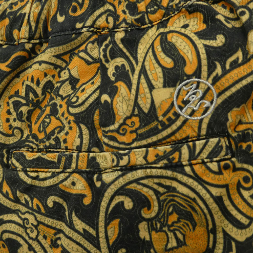 エビセン スケートボード ゑ BBA PAISLEY PANTS ペイズリー柄 イージー パンツ ブラック系 ゴールド系 L【中古】