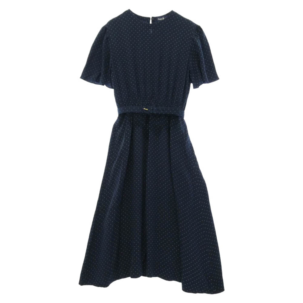 RALPH LAUREN ラルフローレン ドット柄 半袖 ワンピース ネイビー系 7【中古】