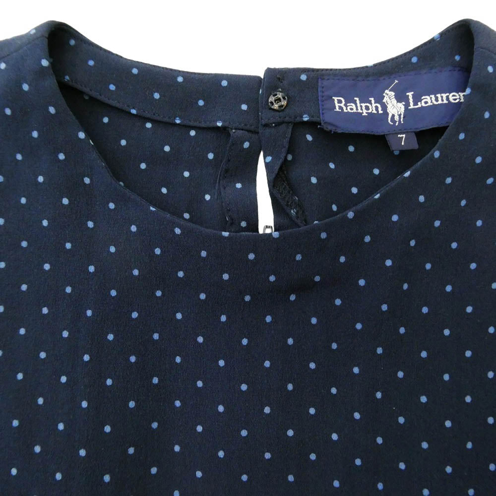 RALPH LAUREN ラルフローレン ドット柄 半袖 ワンピース ネイビー系 7【中古】
