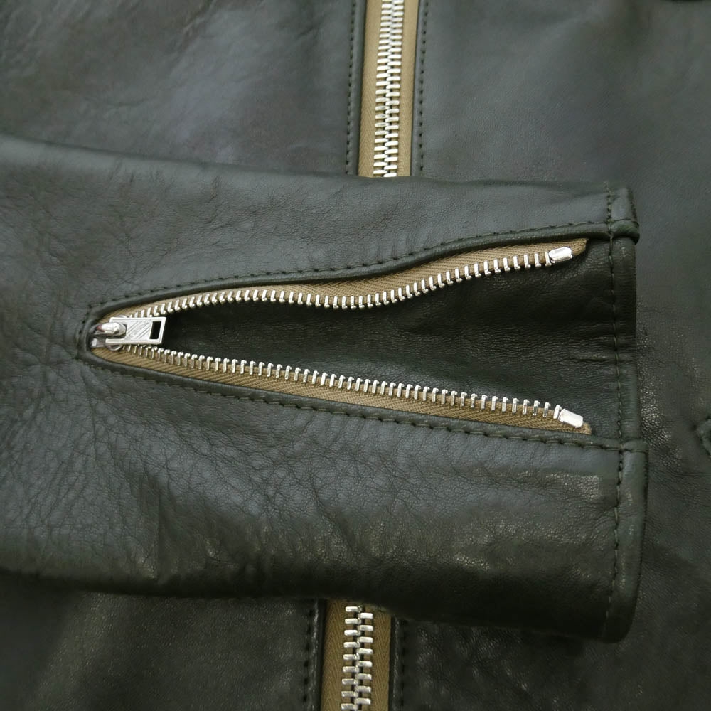 Lewis Leathers ルイスレザー CORSAIR コルセア シープレザー シングルライダースジャケット ダークグリーン グリーン系 38【中古】