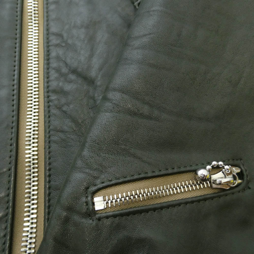 Lewis Leathers ルイスレザー CORSAIR コルセア シープレザー シングルライダースジャケット ダークグリーン グリーン系 38【中古】