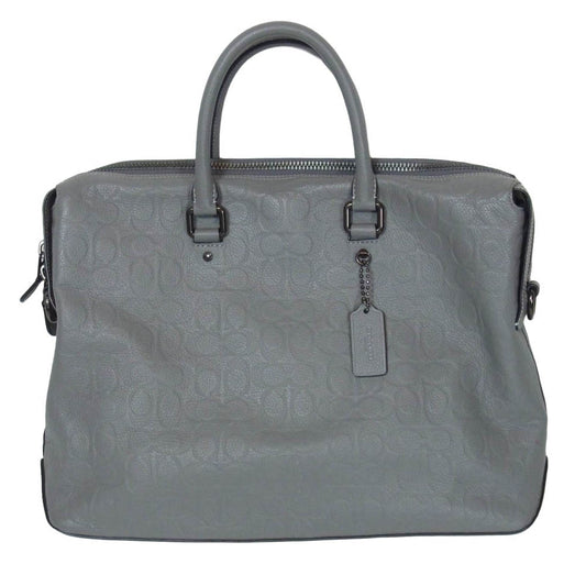 COACH コーチ C0244 ゴッサム ブリーフ シグネチャー レザー ビジネス 2WAY バッグ グレー系【中古】