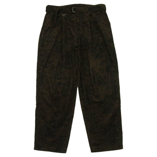 SOPHNET. ソフネット SOPH-222009 ベルト付き コーデュロイ 1タック パンツ 日本製 ダークブラウン系 M【中古】