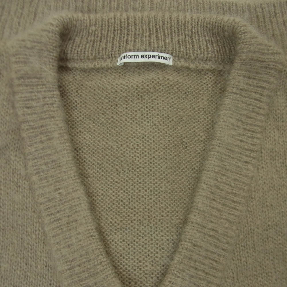 uniform experiment ユニフォームエクスペリメント 24AW UE-242047 モヘア ボタン カーディガン ベージュ系 グレイッシュベージュ系 2【中古】