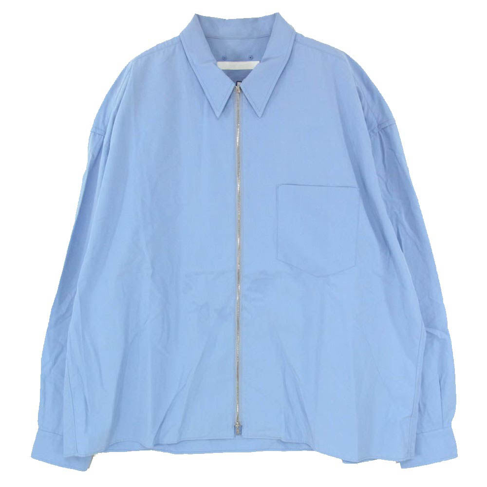 SOPHNET. ソフネット 25SS SOPH-250030 ORGANIC COTTON ZIP SHIRT オーガニック コットン ジップアップ 長袖 シャツ ブルー系 L【中古】