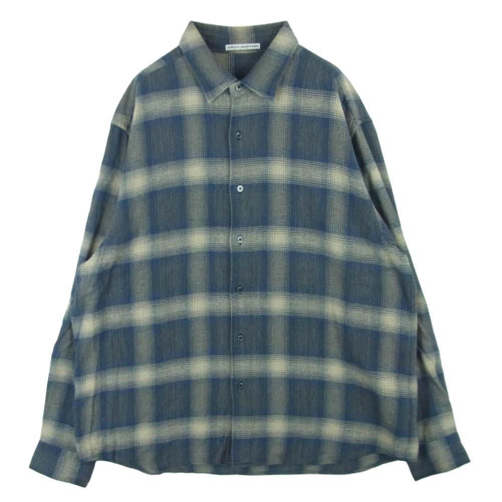 uniform experiment ユニフォームエクスペリメント 24AW UE-242042 FADE SHIRT オンブレ チェック フェード 長袖 シャツ ネイビー系 ベージュ系 4【中古】
