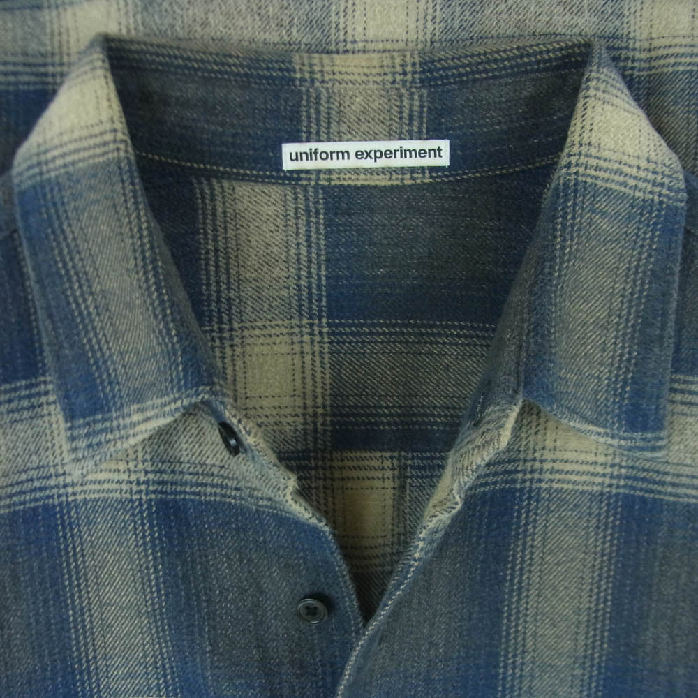 uniform experiment ユニフォームエクスペリメント 24AW UE-242042 FADE SHIRT オンブレ チェック フェード 長袖 シャツ ネイビー系 ベージュ系 4【中古】