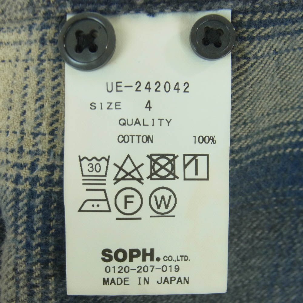 uniform experiment ユニフォームエクスペリメント 24AW UE-242042 FADE SHIRT オンブレ チェック フェード 長袖 シャツ ネイビー系 ベージュ系 4【中古】