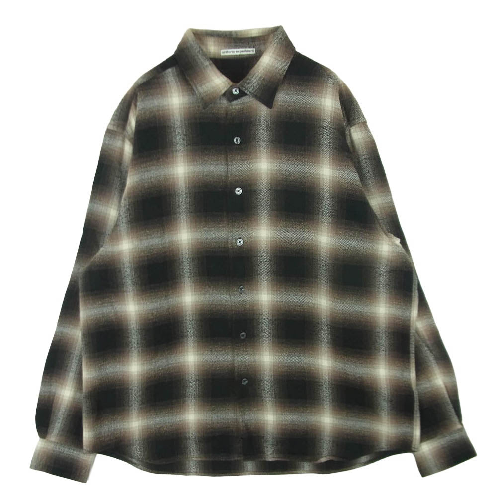 uniform experiment ユニフォームエクスペリメント 24AW UE-242042 FADE SHIRT オンブレ チェック フェード 長袖 シャツ ブラウン系 ブラック系 2【中古】