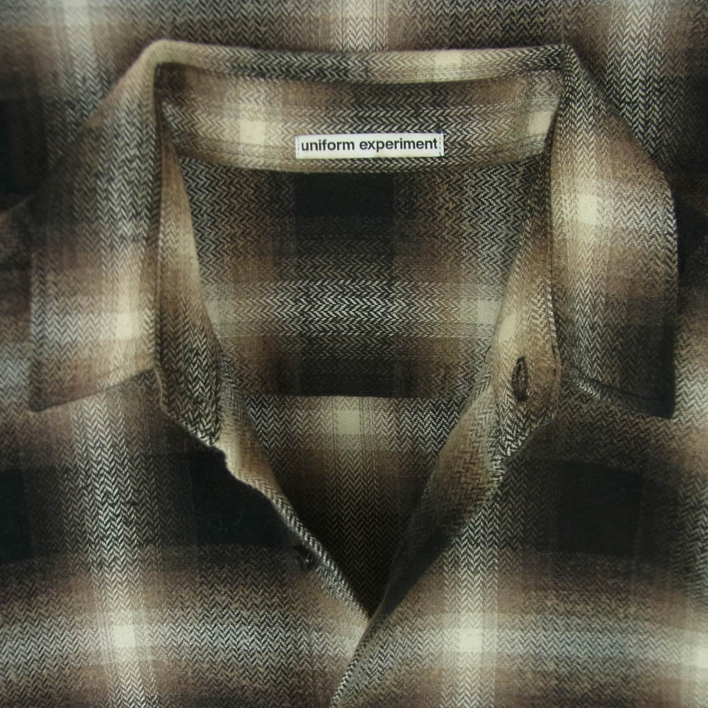 uniform experiment ユニフォームエクスペリメント 24AW UE-242042 FADE SHIRT オンブレ チェック フェード 長袖 シャツ ブラウン系 ブラック系 2【中古】
