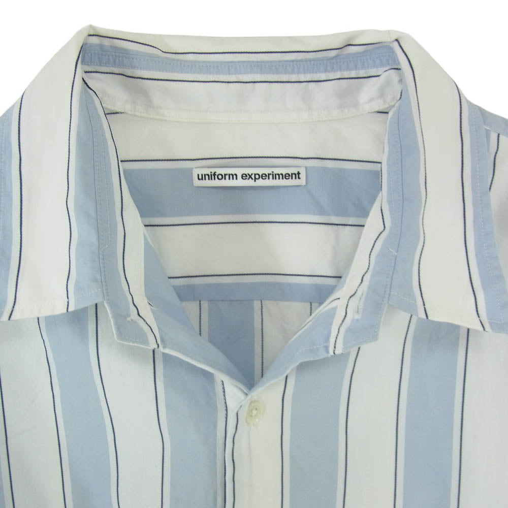 uniform experiment ユニフォームエクスペリメント 26SS UE-260038 VENTILATION RELAX-FIT L/S SHIRT ベンチレーション リラックスフィット ストライプ 長袖 シャツ ライトブルー系 3【中古】